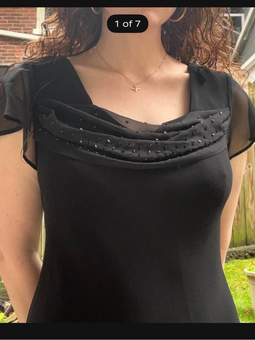 Vintage 90’s Cowlneck Beaded Dress